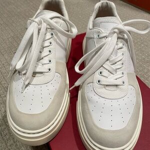 Salvatore Ferragamo White and Cream Sneakers